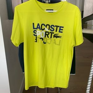 Lacoste Bright Yellow Graphic T-Shirt Mens Size Small, EUC